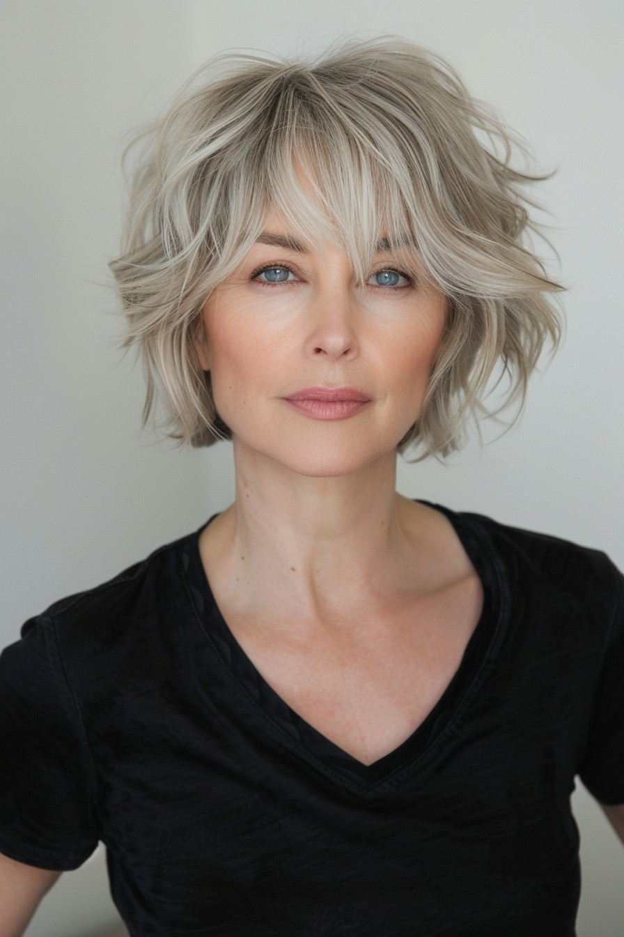 Short Layered Bob with Soft, Feathered Ends