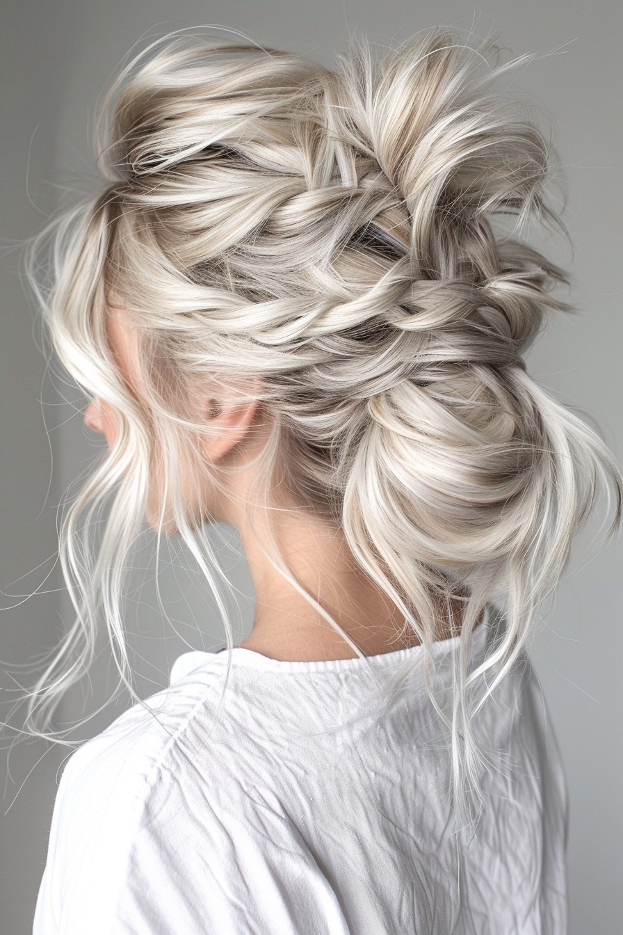 Casual Chic Icy Blonde Messy Bun