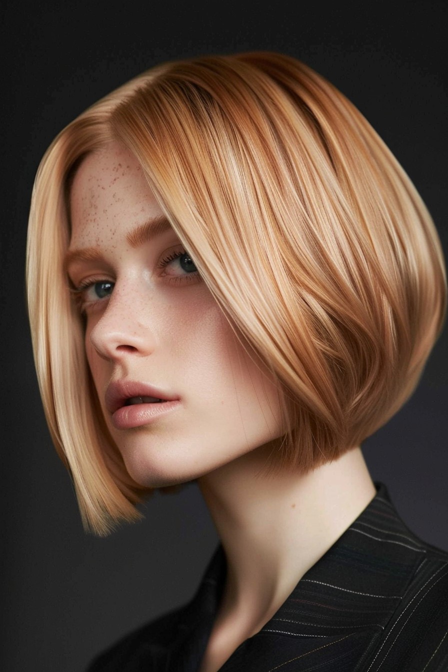 Chic Strawberry Blonde Bob