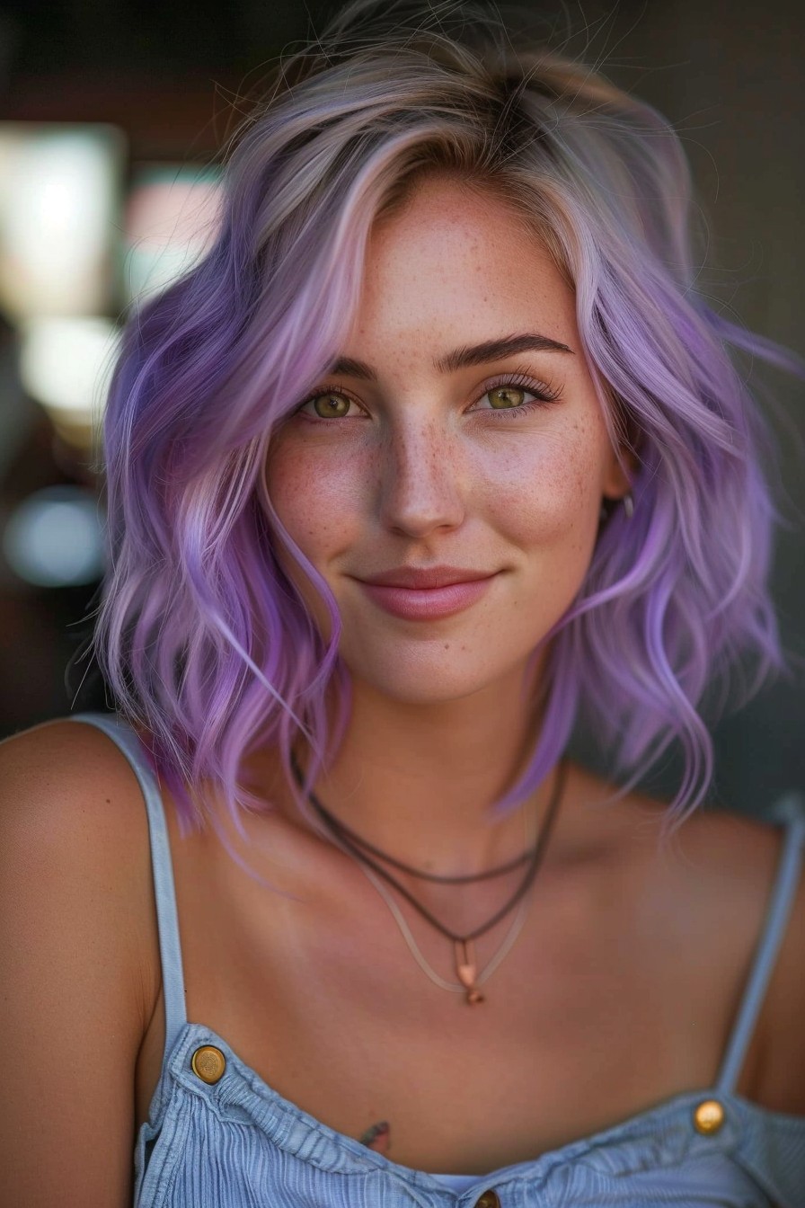 Laid-back Lavender Beachy Bob