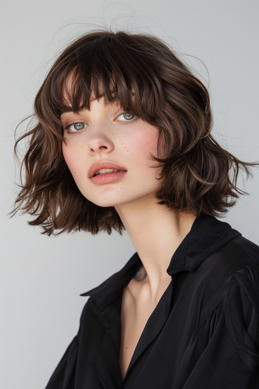 Wavy Bob with Bangs