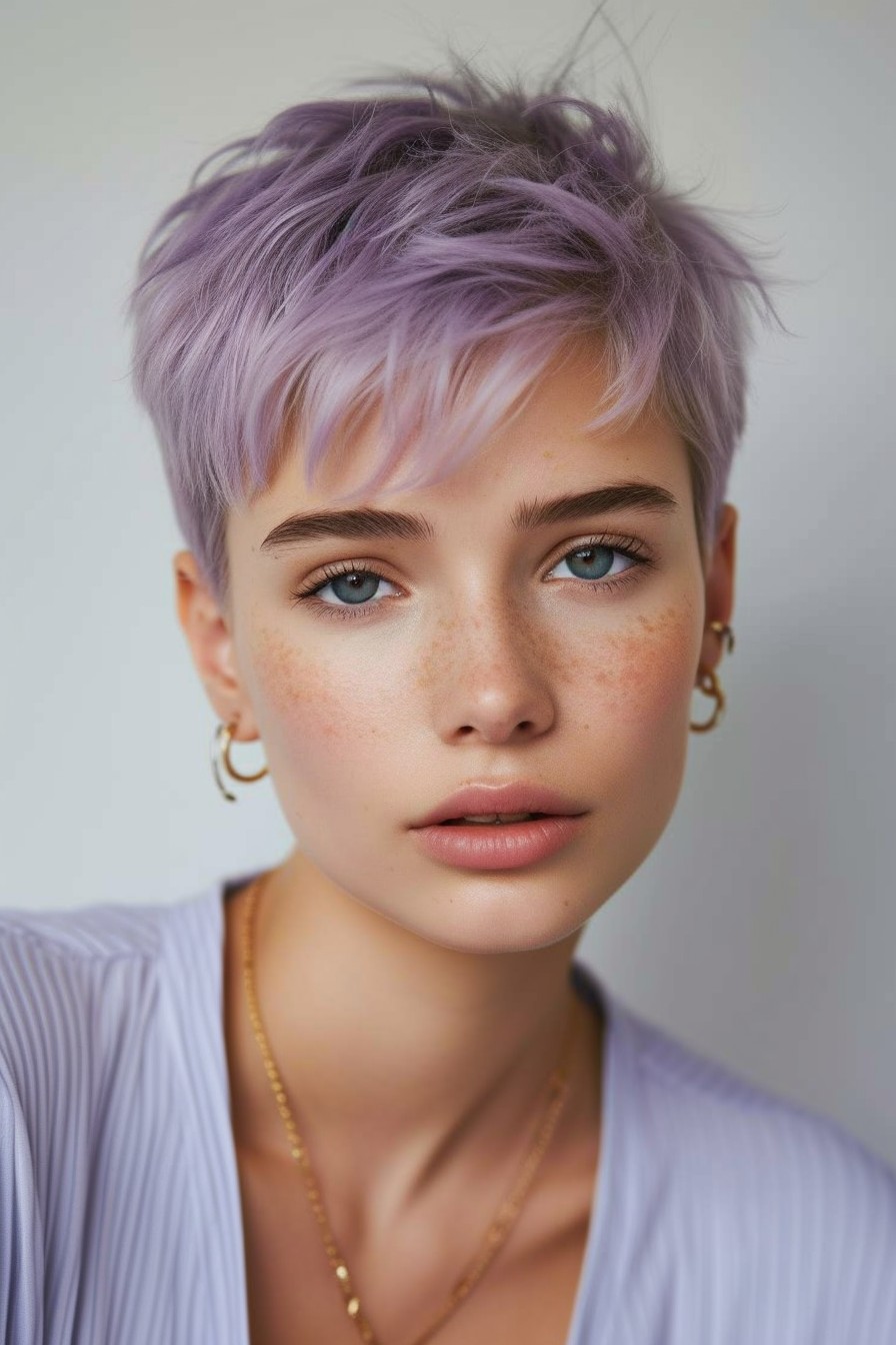 Soft Lavender in Short Pixie Style