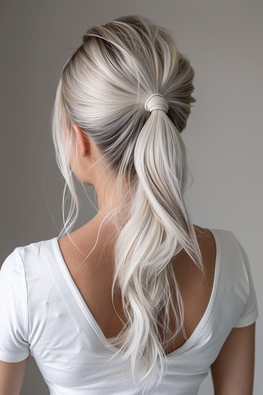 Glamorous Icy Blonde High Ponytail