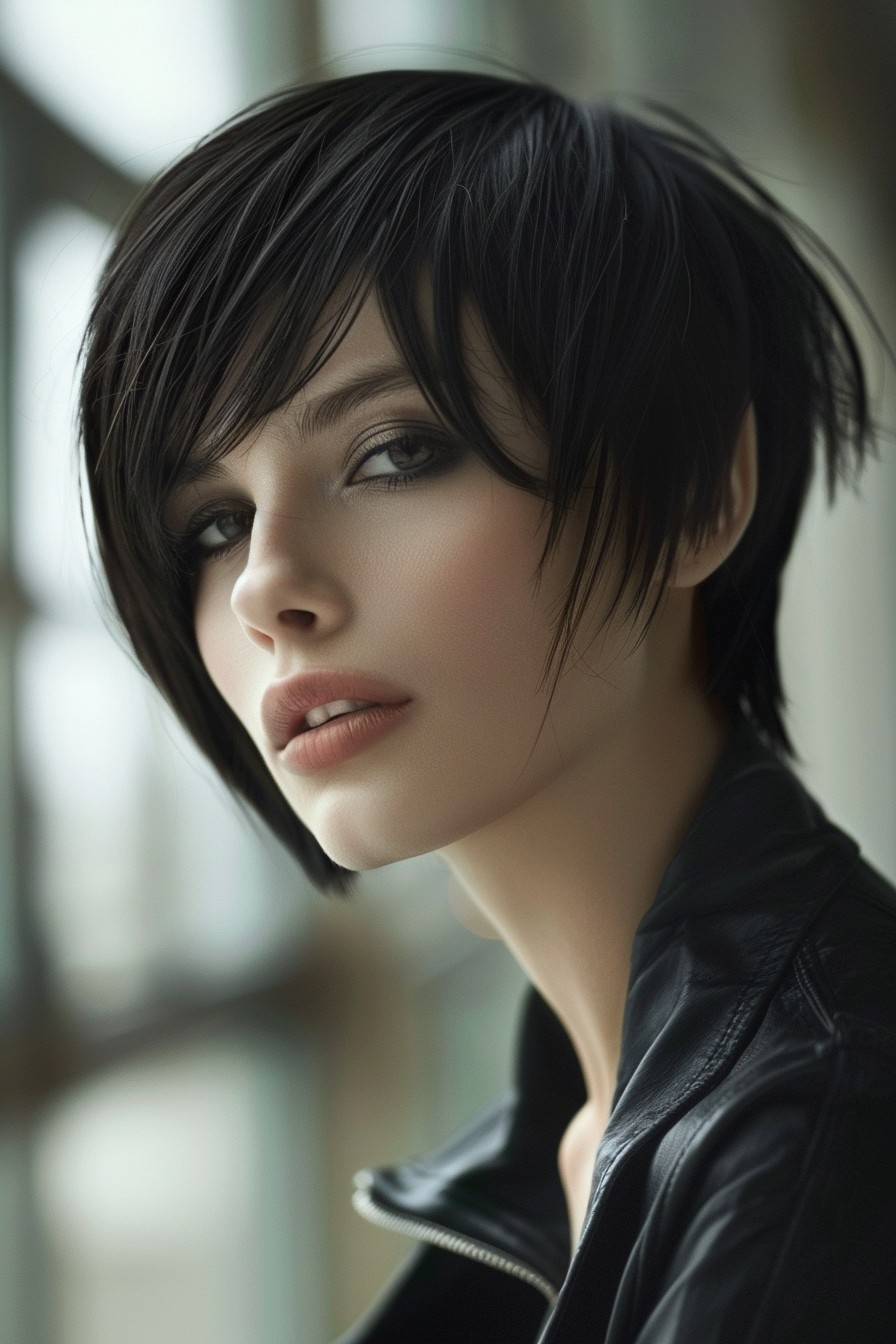 Sleek Pixie Bob with Side-Swept Bangs