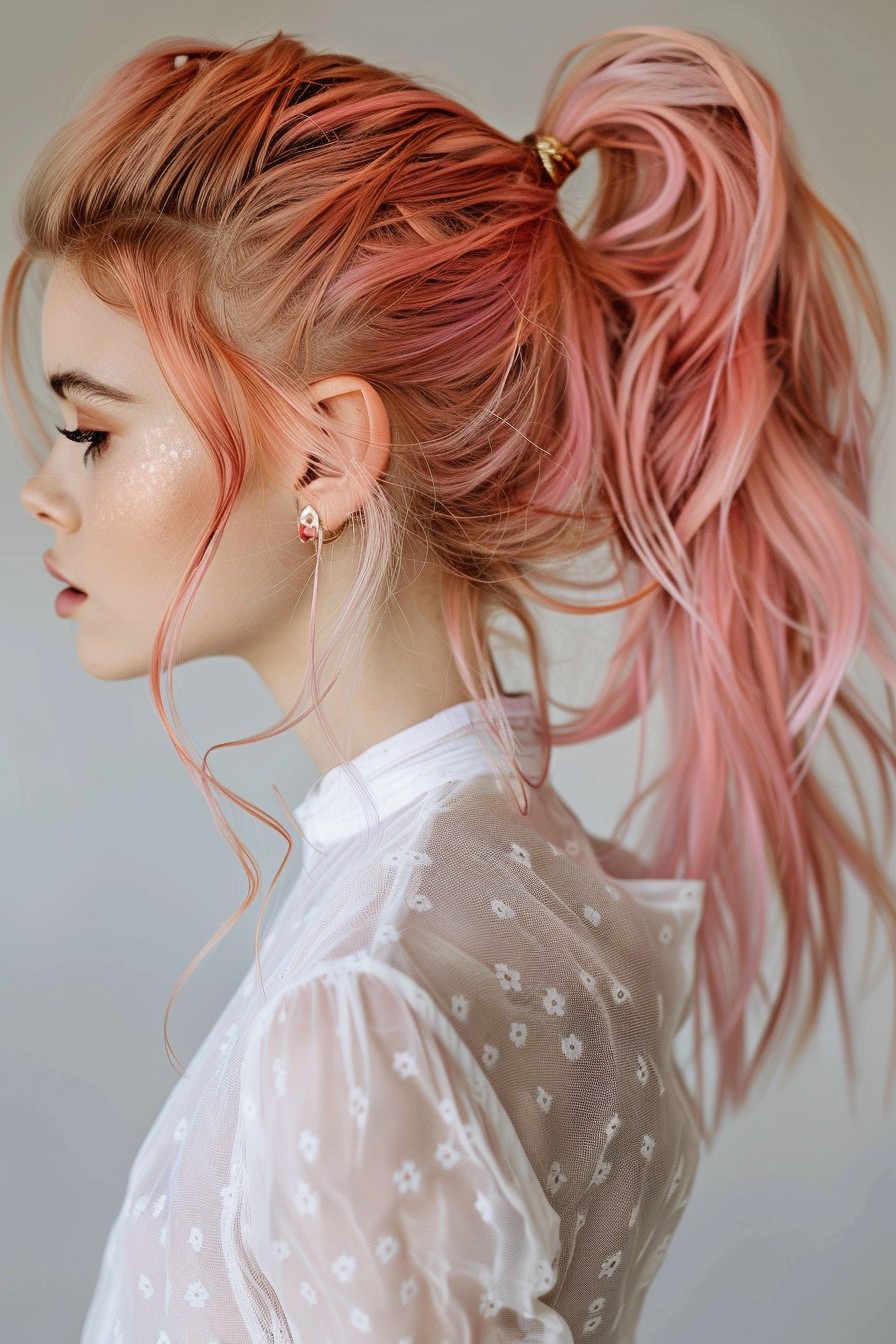 High Ponytail with Rose Gold Accents