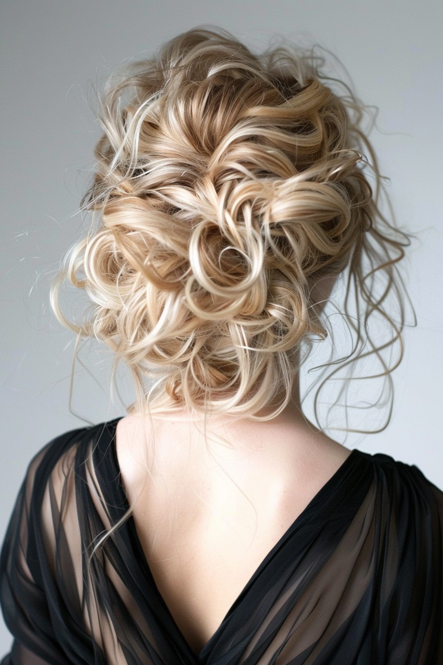 Soft California Blonde Updo with Loose Curls