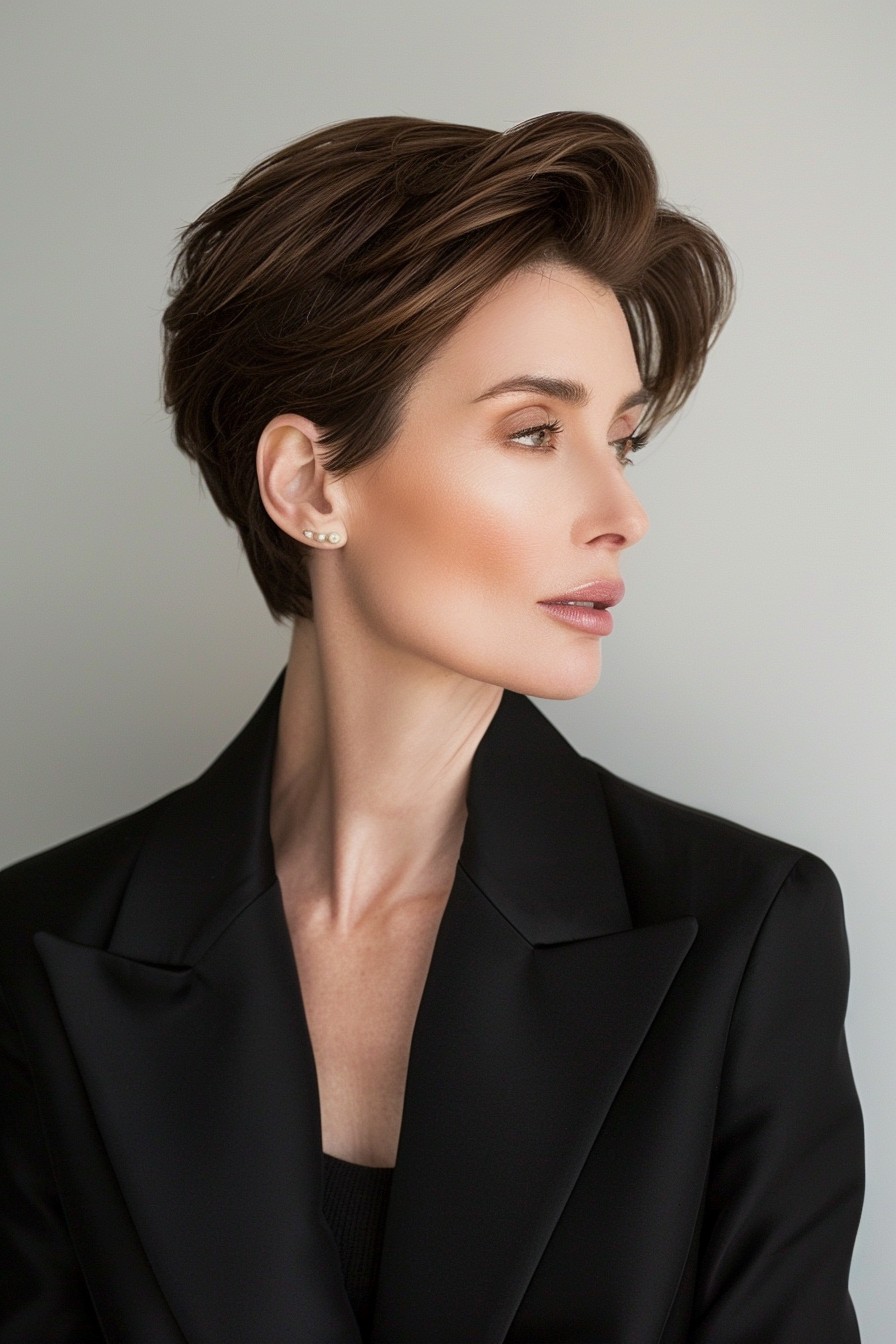 Short Hairstyle with Sleek Back Styling