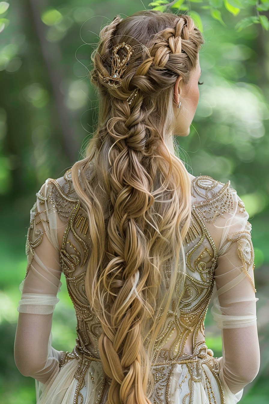 Regal Whimsical Honey Blonde Braided Crown