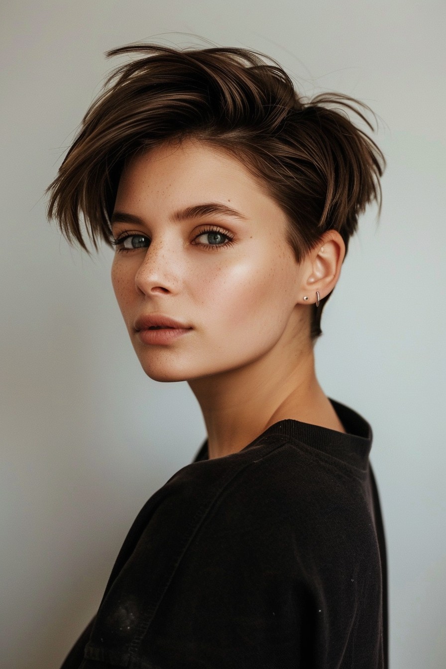 Ear-Length Pixie Cut with Tapered Sides