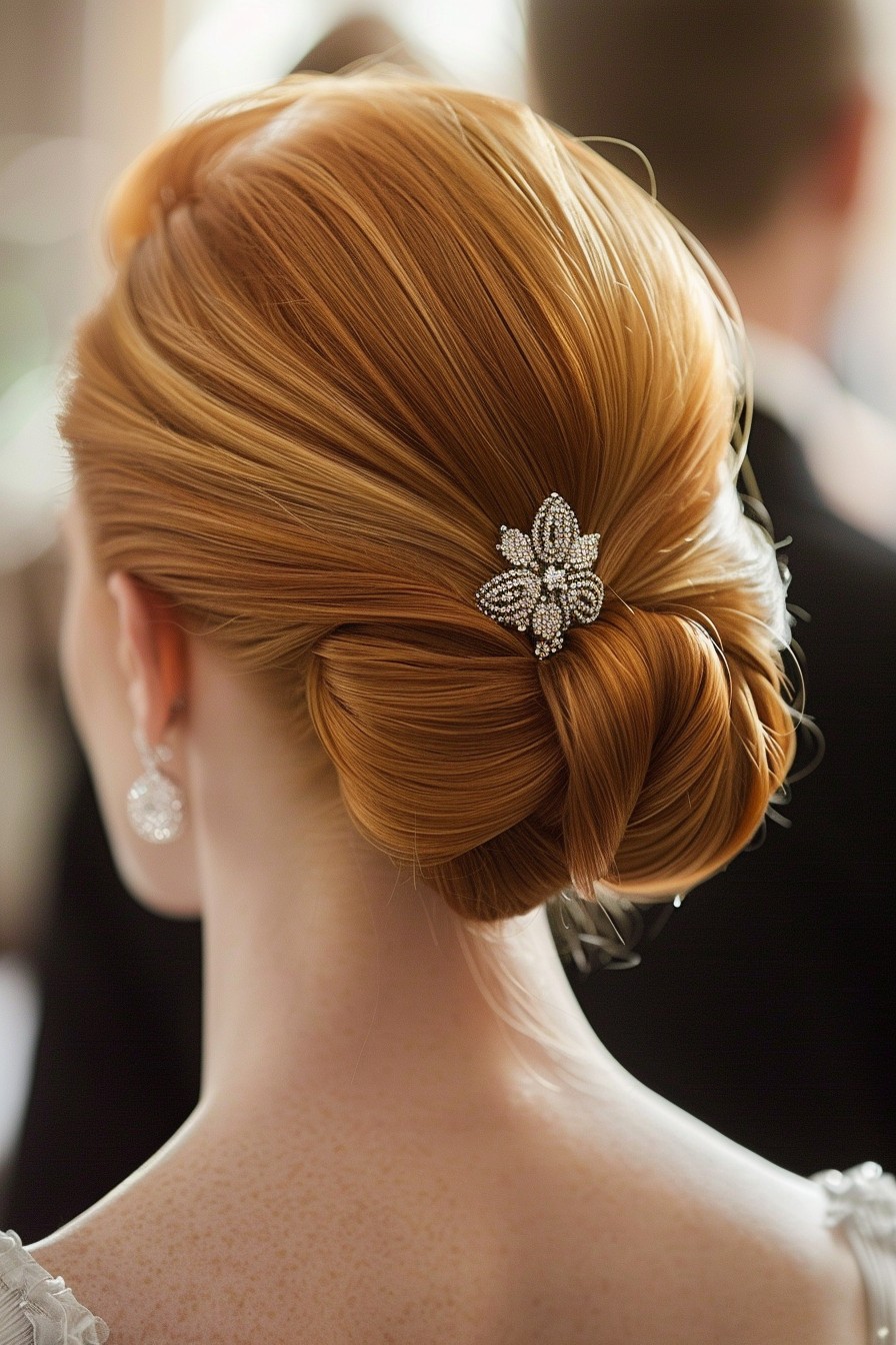 Sleek High Strawberry Blonde Bun