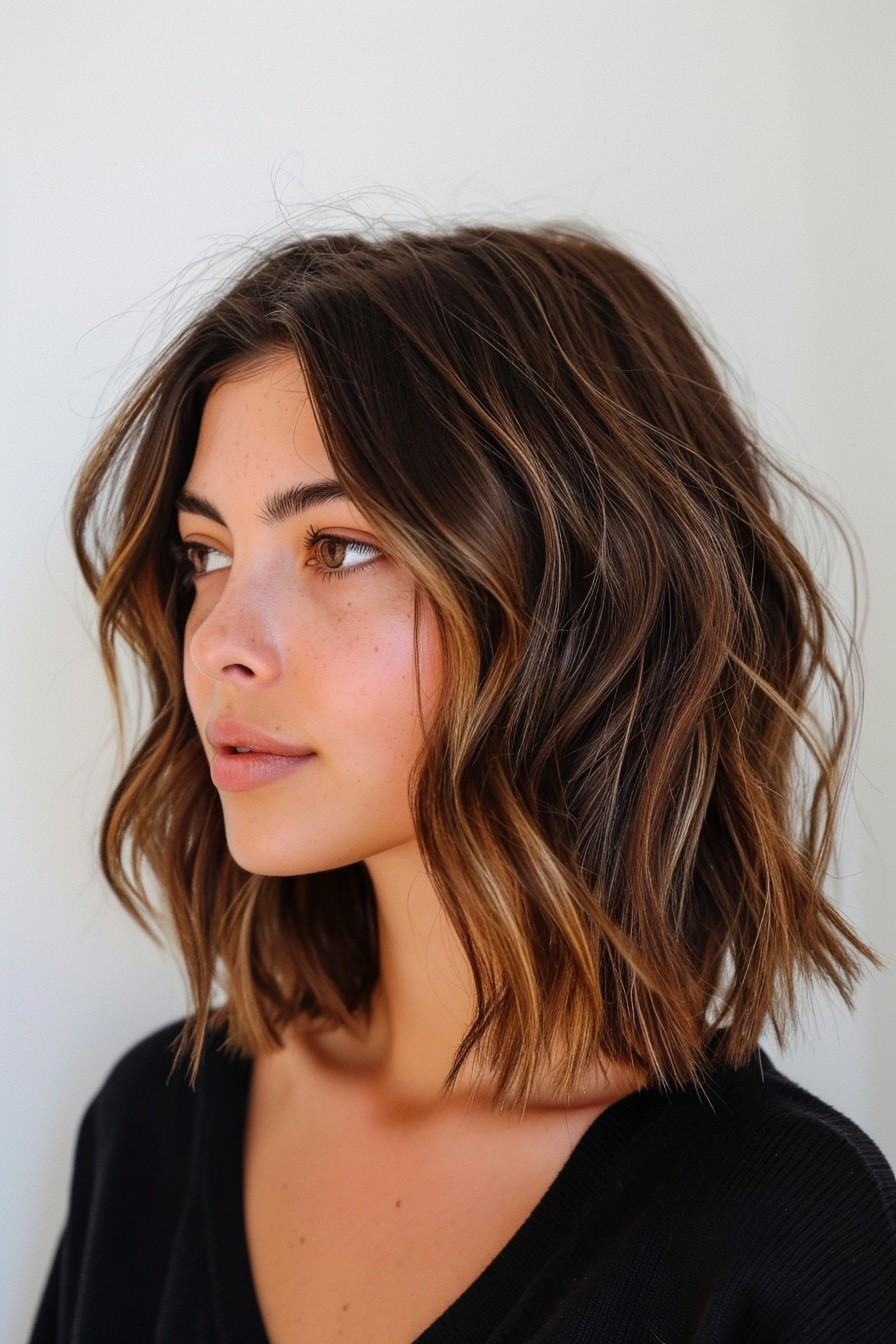 Relaxed Wavy Bob  California Brunette