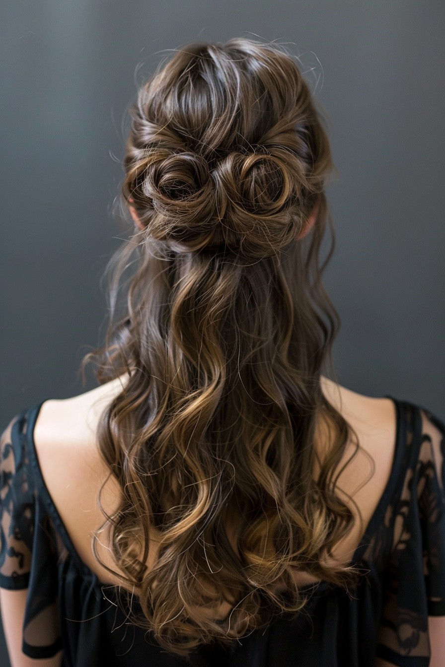 Whimsical Half-Up Rosette Buns