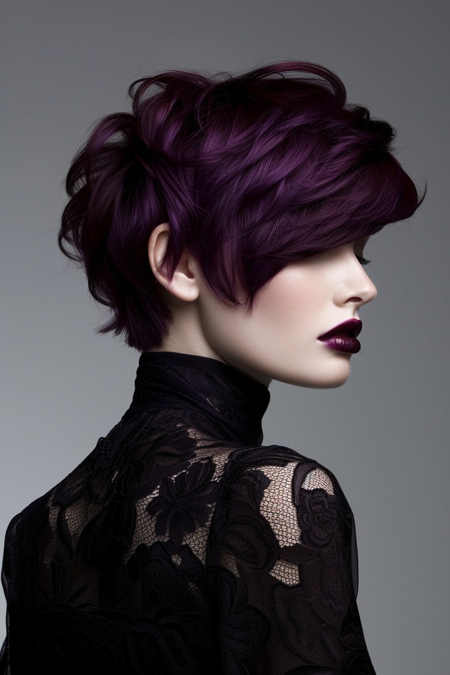 Short Layered Cut in Satin Midnight Purple