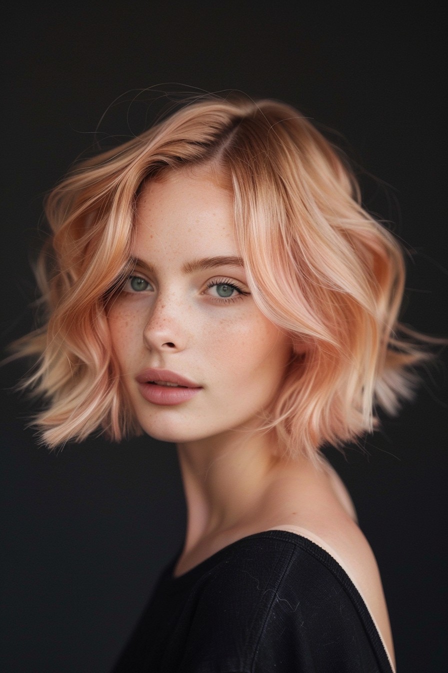 Wavy Bob with Rose Gold Tones