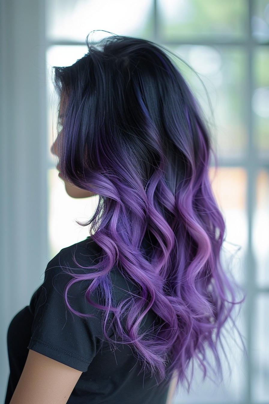 Enchanting Black to Purple Tips