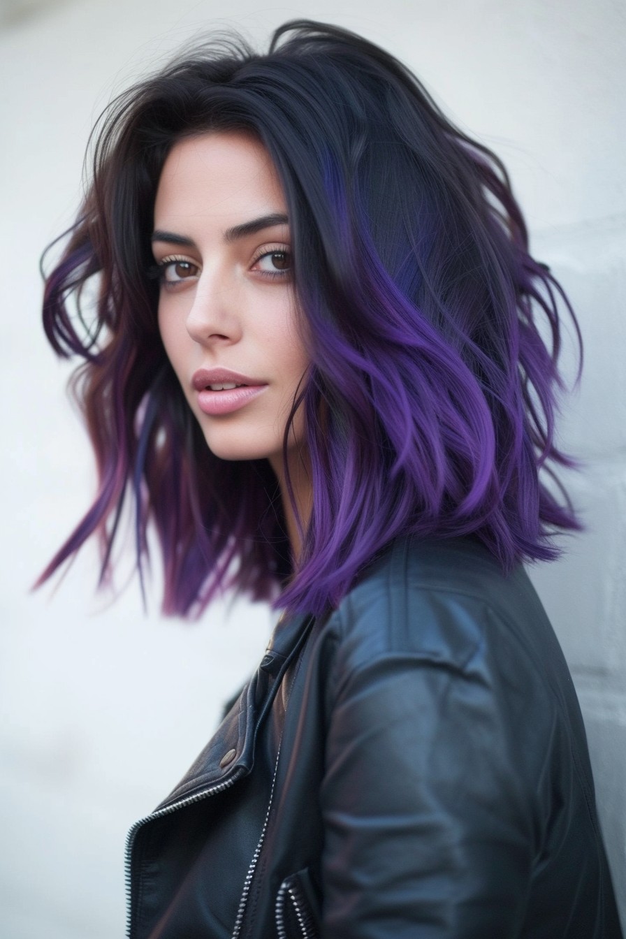 Medium-Length Hair with Midnight Purple Ends