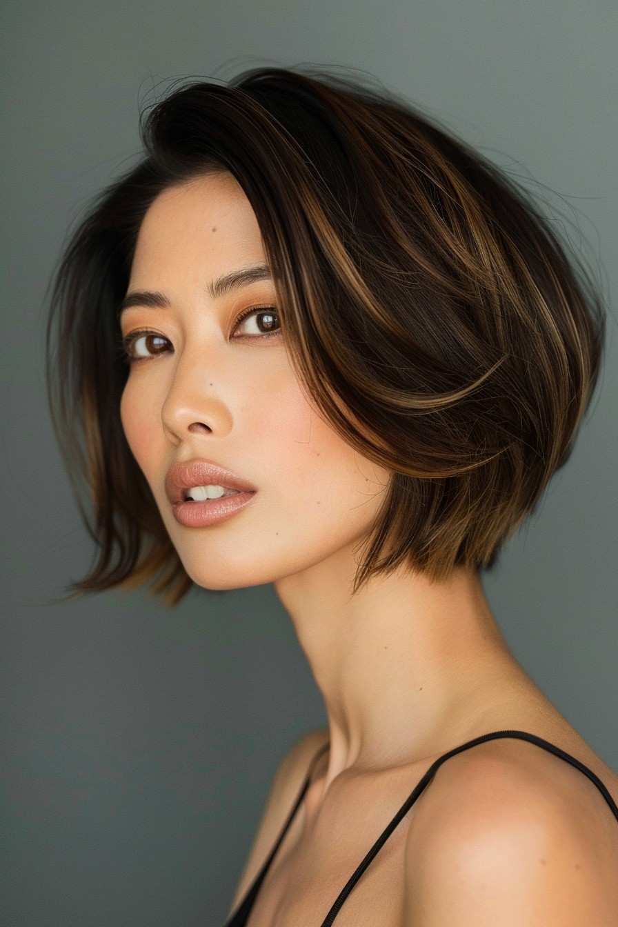 Ear-Length Bob with Face-Framing Highlights