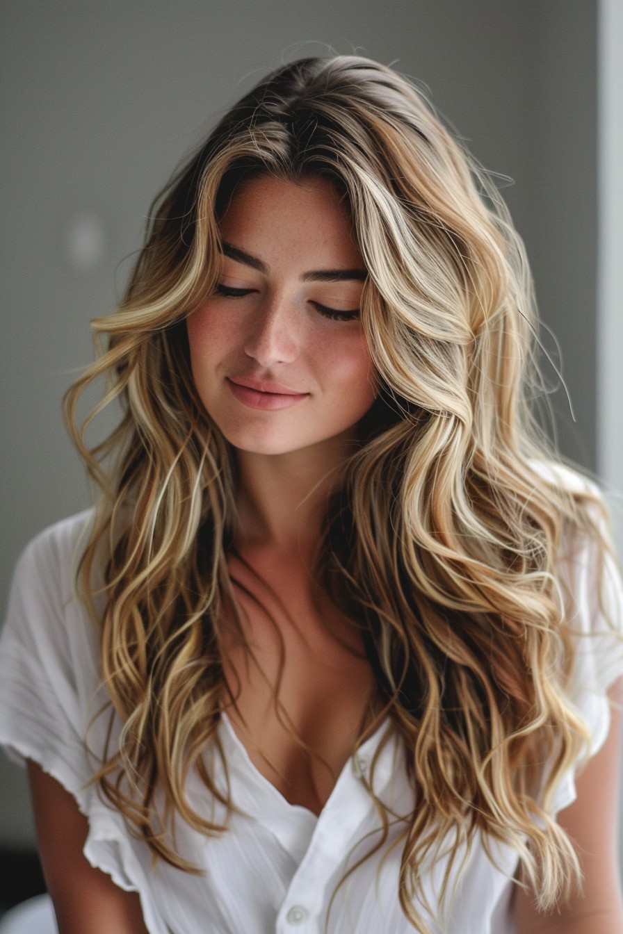 Loose Beach Waves with Deep Side Part