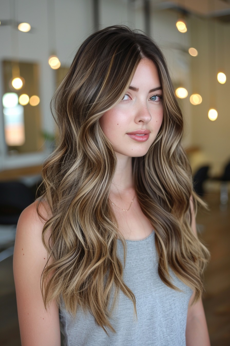 California Brunette Hair with Subtle Blonde Balayage