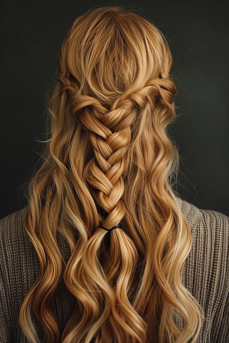 Elegantly Cascading Honey Blonde Waterfall Braid