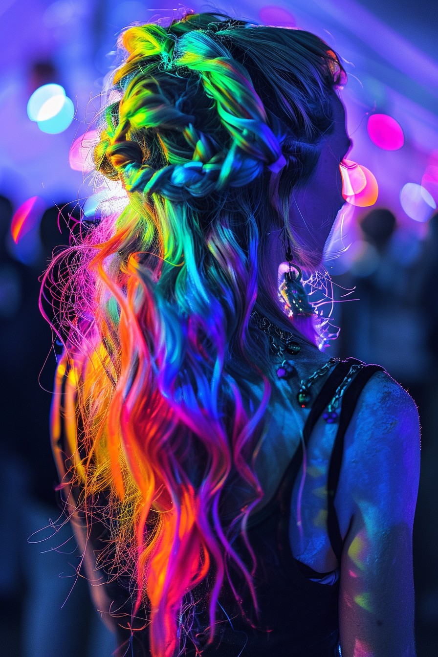 Festival Glow with UV-Reactive Hair Dye