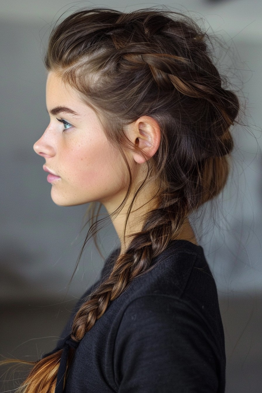 French Braid into Side Ponytail