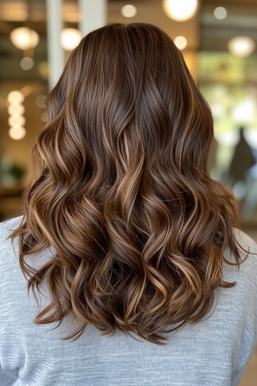 Mid-Back Length California Brunette with Caramel Swirls