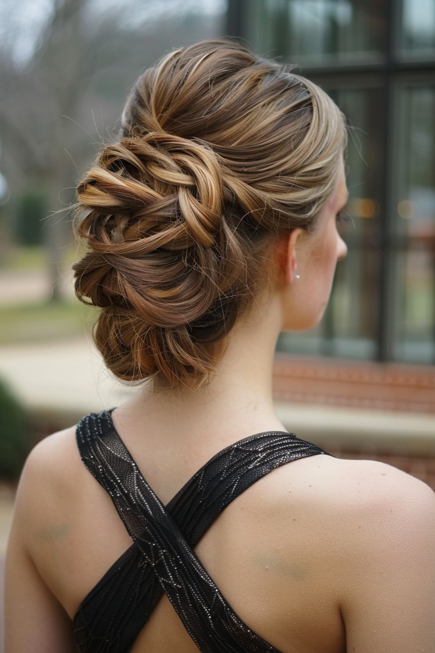 Modern Braided Updo with Geometric Patterns