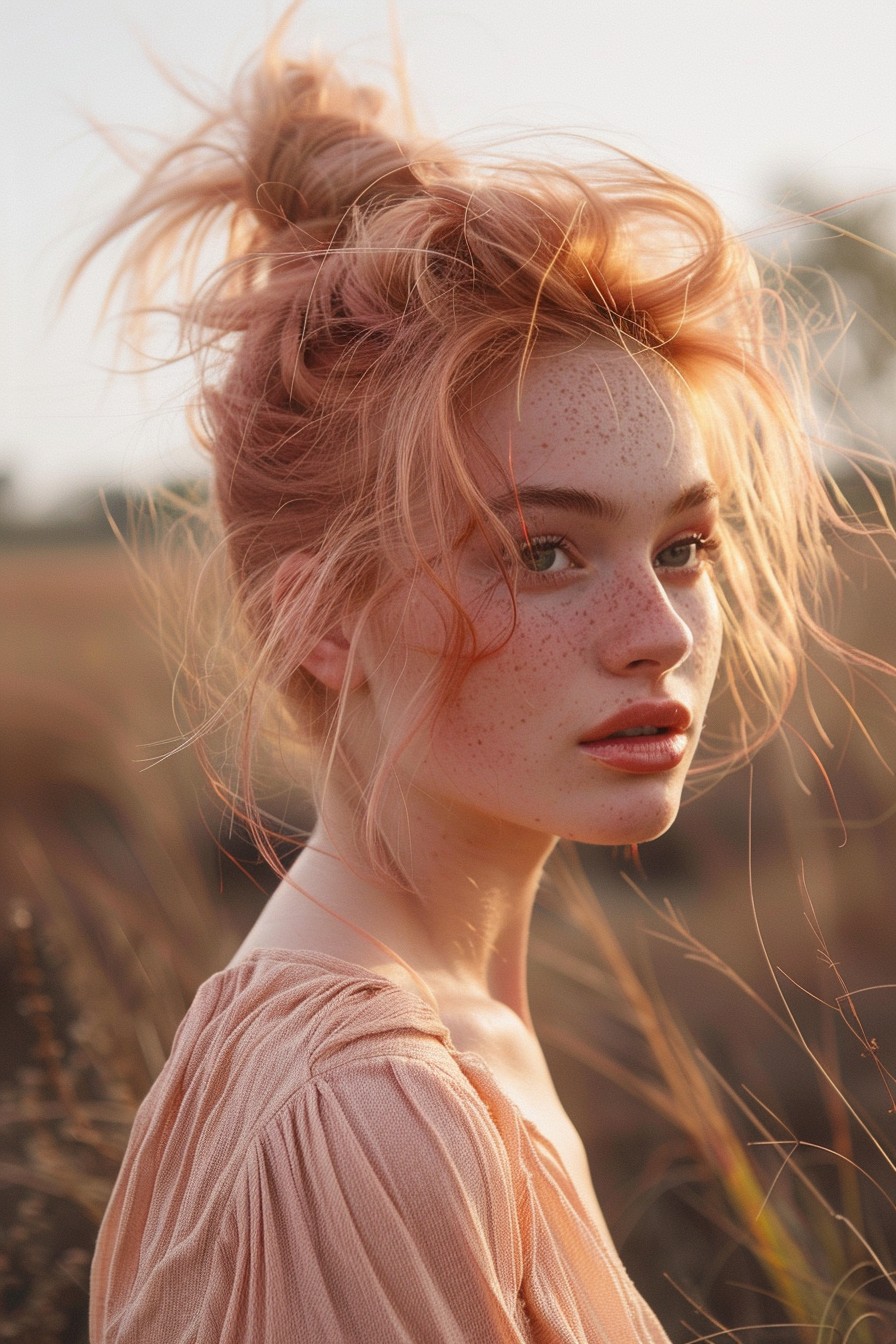 Laid-Back Grunge Rose Gold Messy Bun