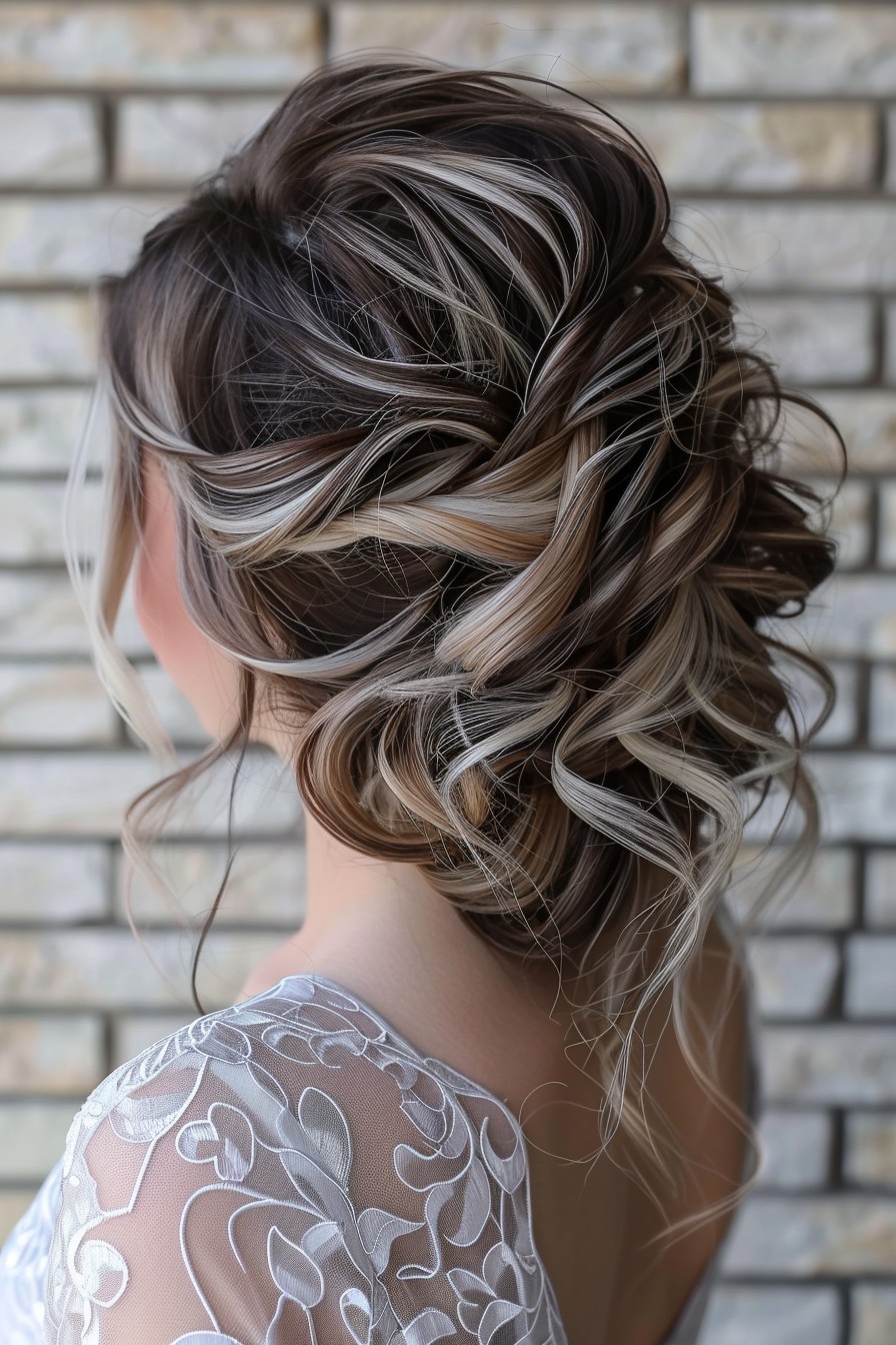 Romantic Icy Blonde Messy Updo