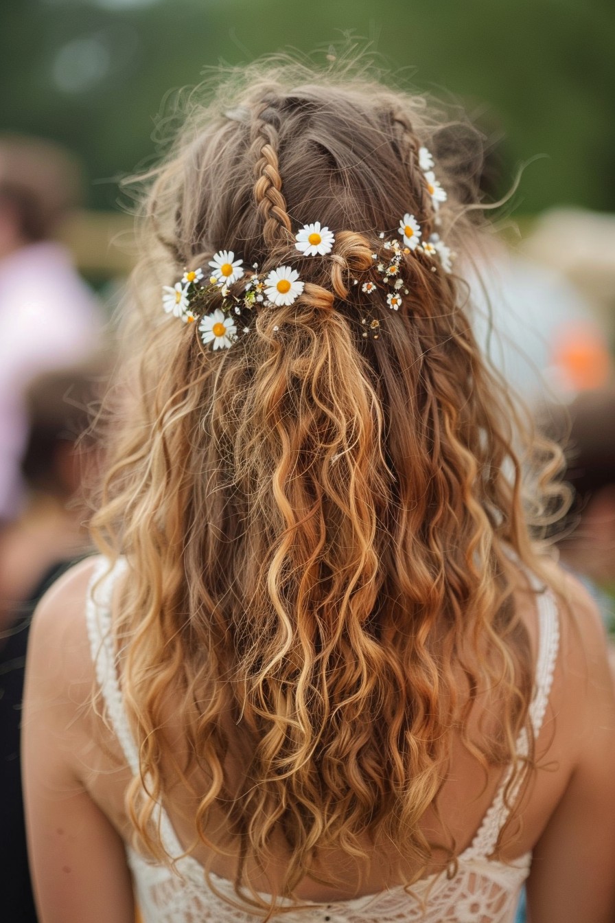 Festival Flower Power Hair with Daisy Chains