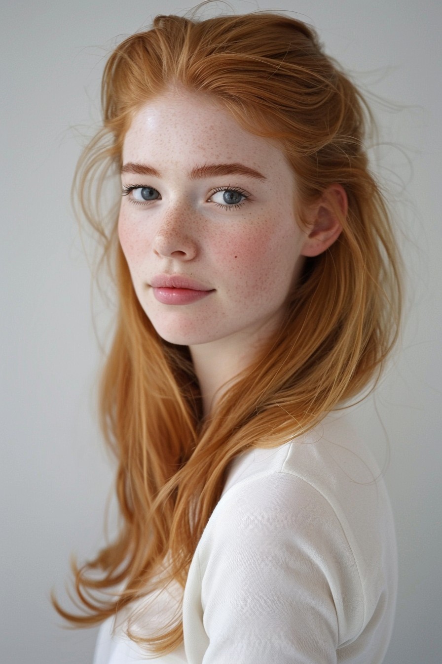 Chic Half-Up Strawberry Blonde Style