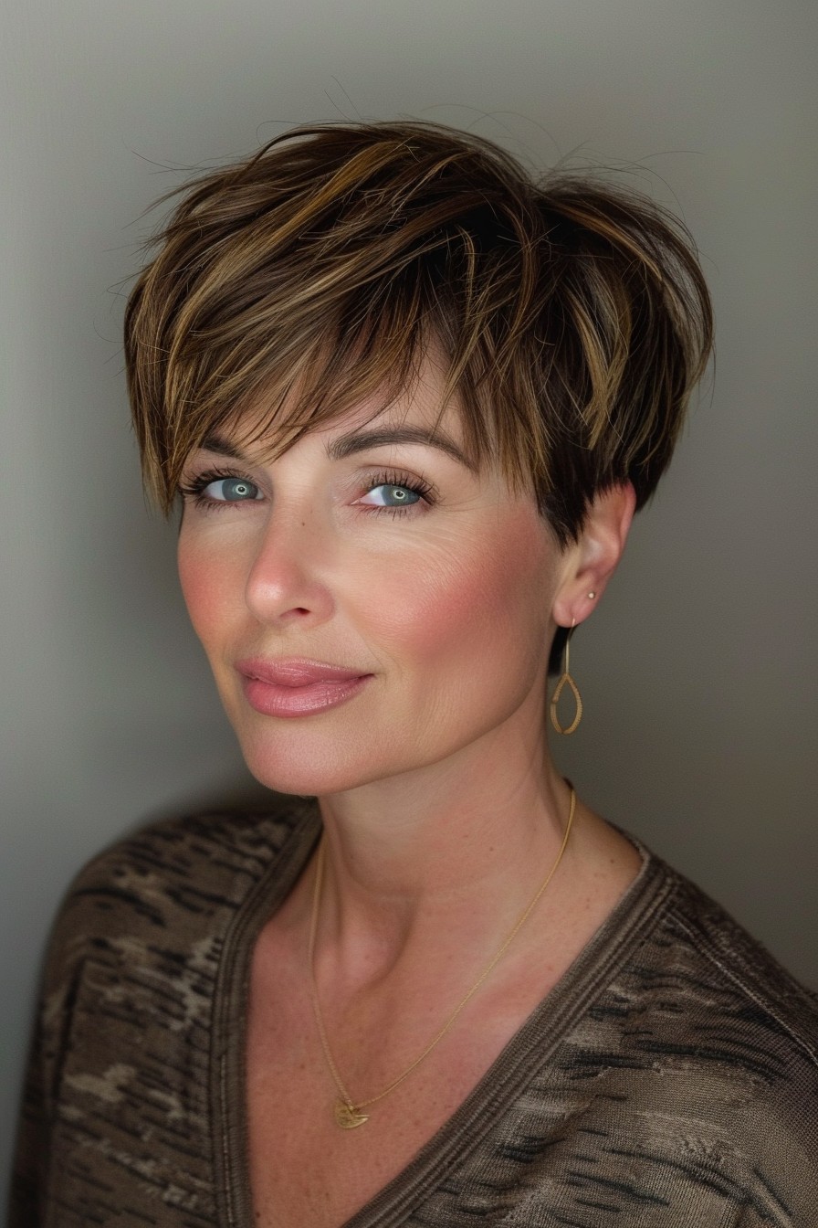 Soft Pixie Cut with Subtle Highlights