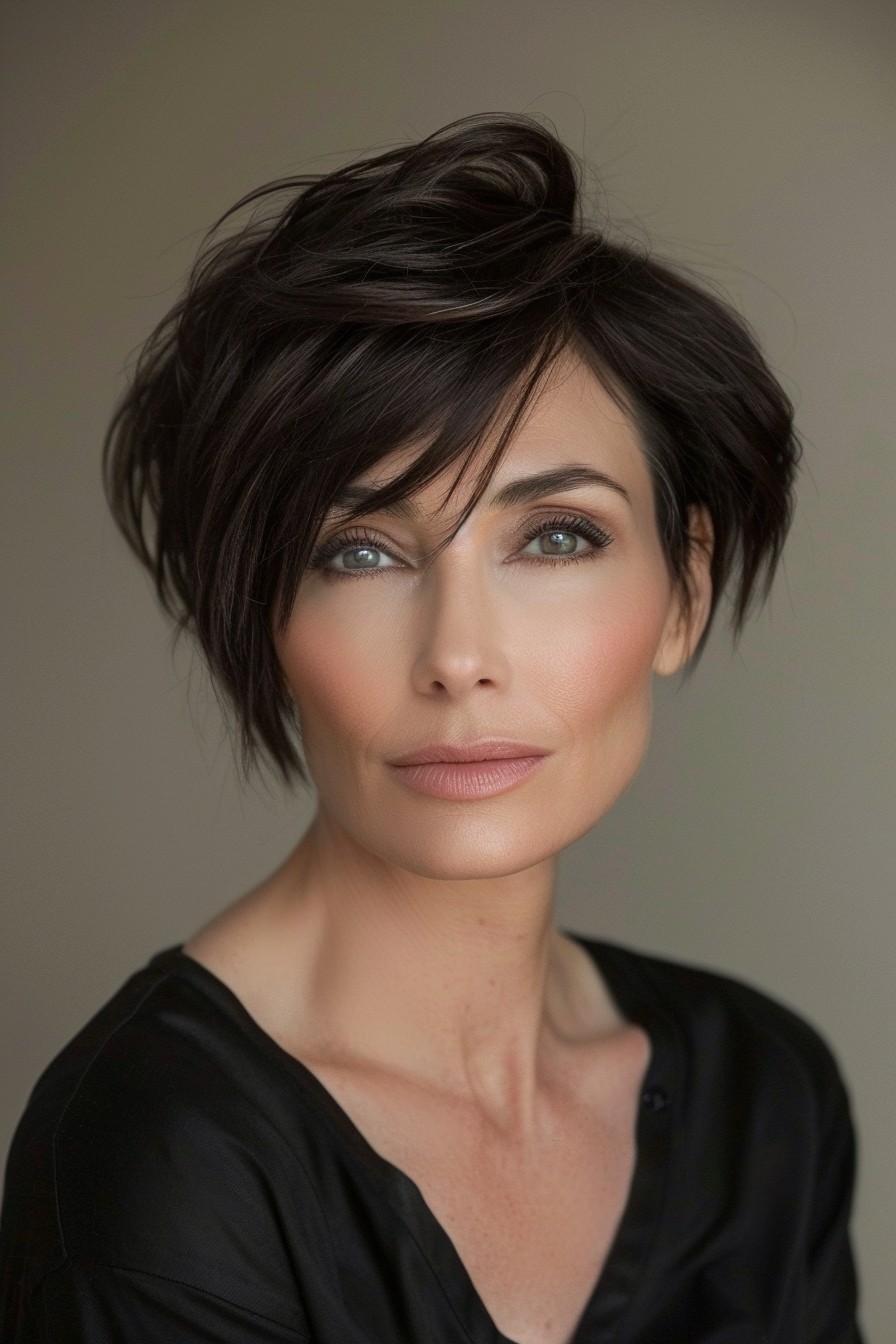 Asymmetrical Short Cut for Women Over 40