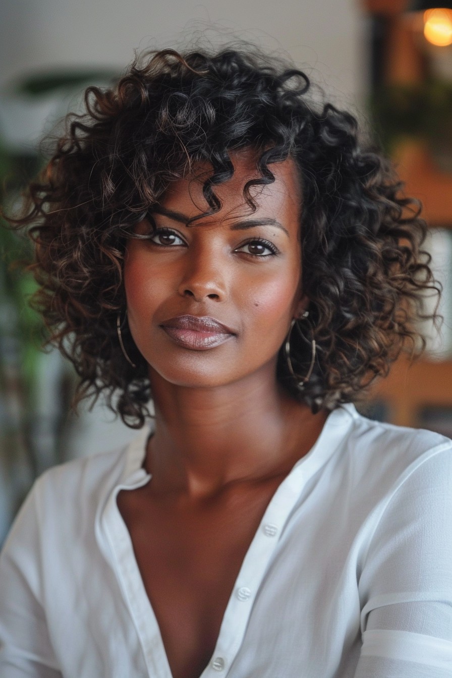 Medium-Length Hair with Loose Spiral Curls