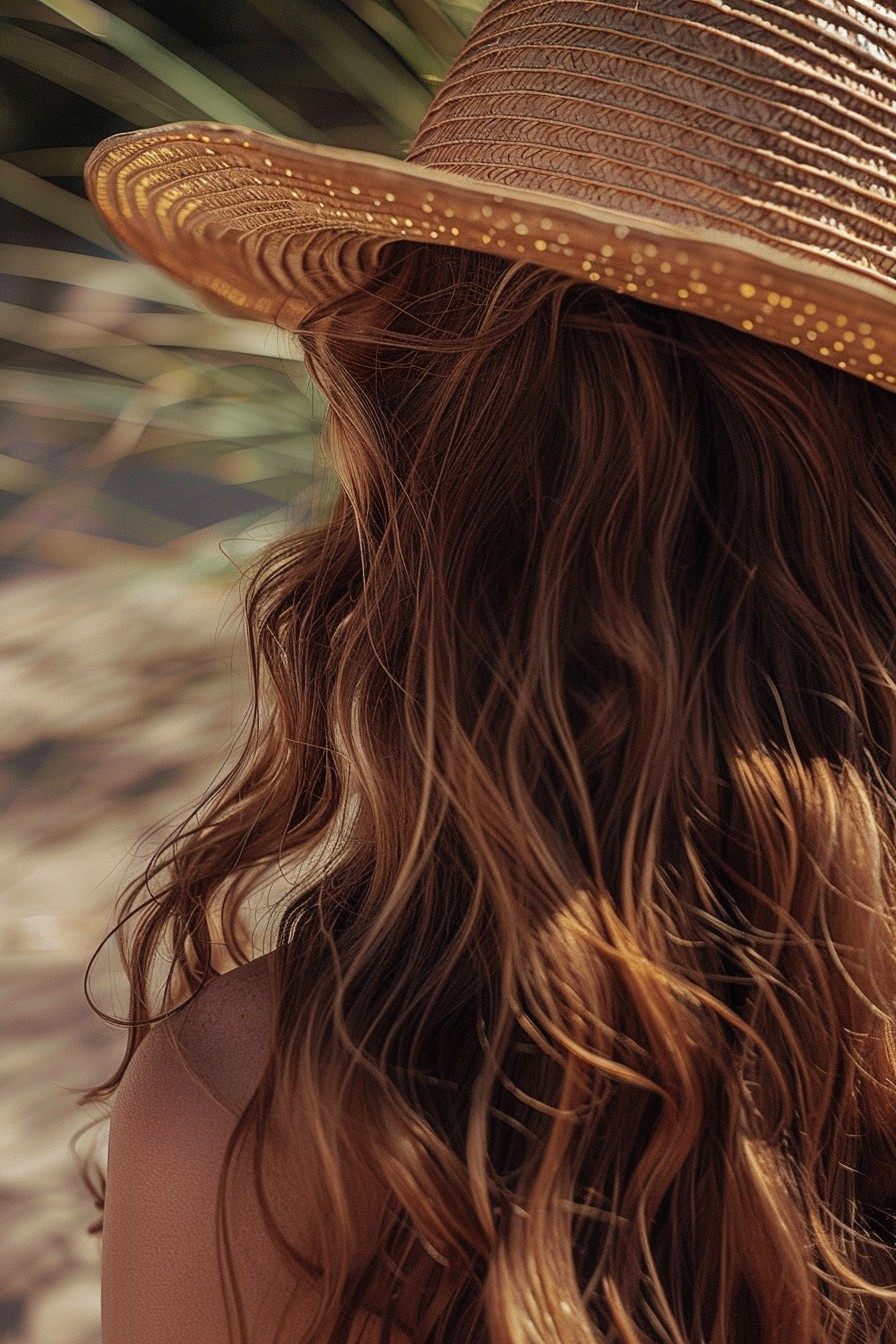 Sunkissed Brunette Waves with Honey Highlights