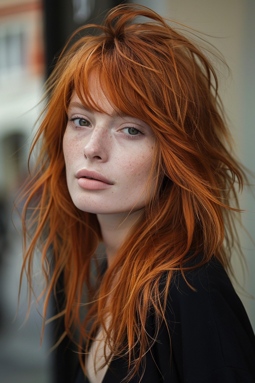 Edgy Medium-Length Copper Shag