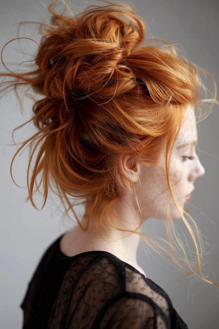 Relaxed Chic Strawberry Blonde Bun