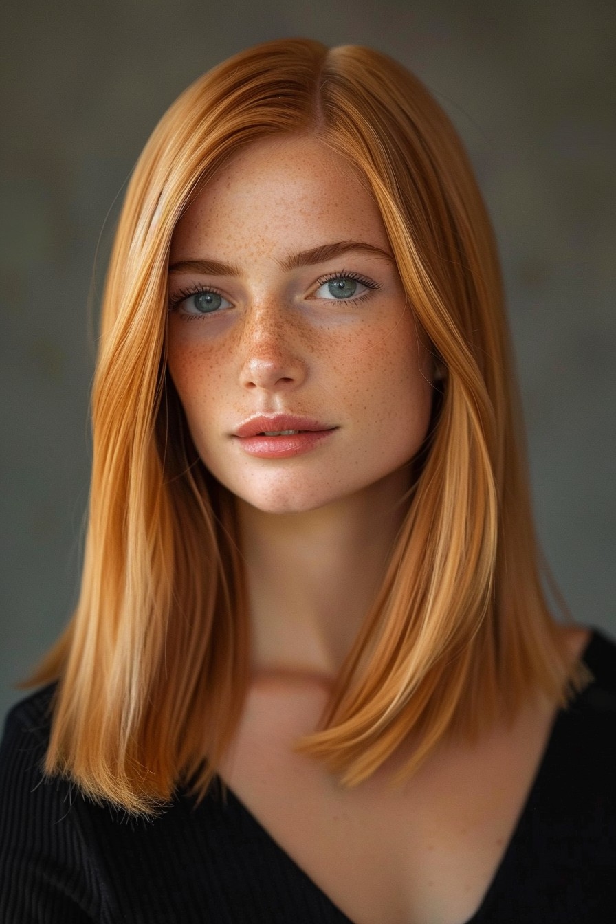 Sharp Elegance in Straight Strawberry Blonde