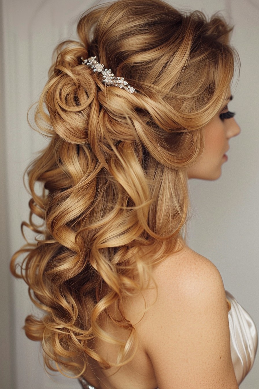 Elegant Bouncy Honey Blonde Curls