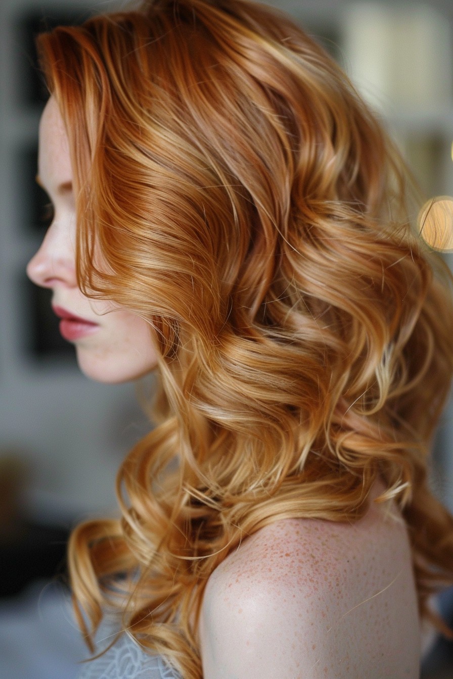 Glamorous Voluminous Strawberry Blonde Curls