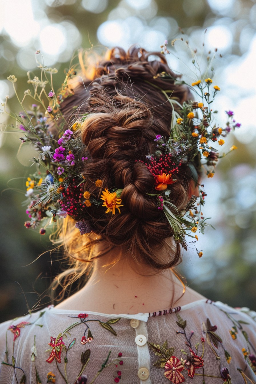 Bohemian Festival Updo with Messy Bun