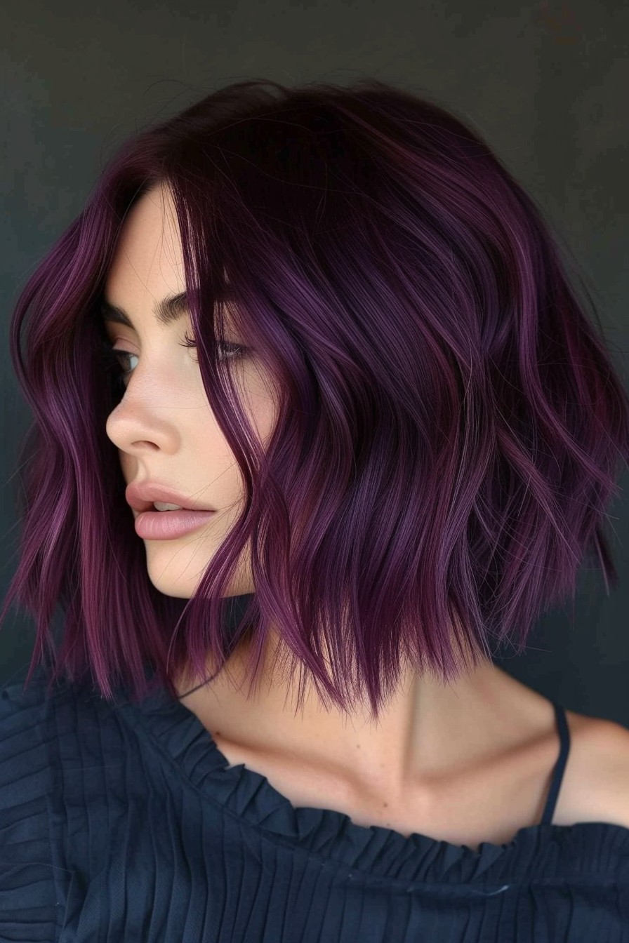 Medium-Length Bob in a Matte Midnight Purple