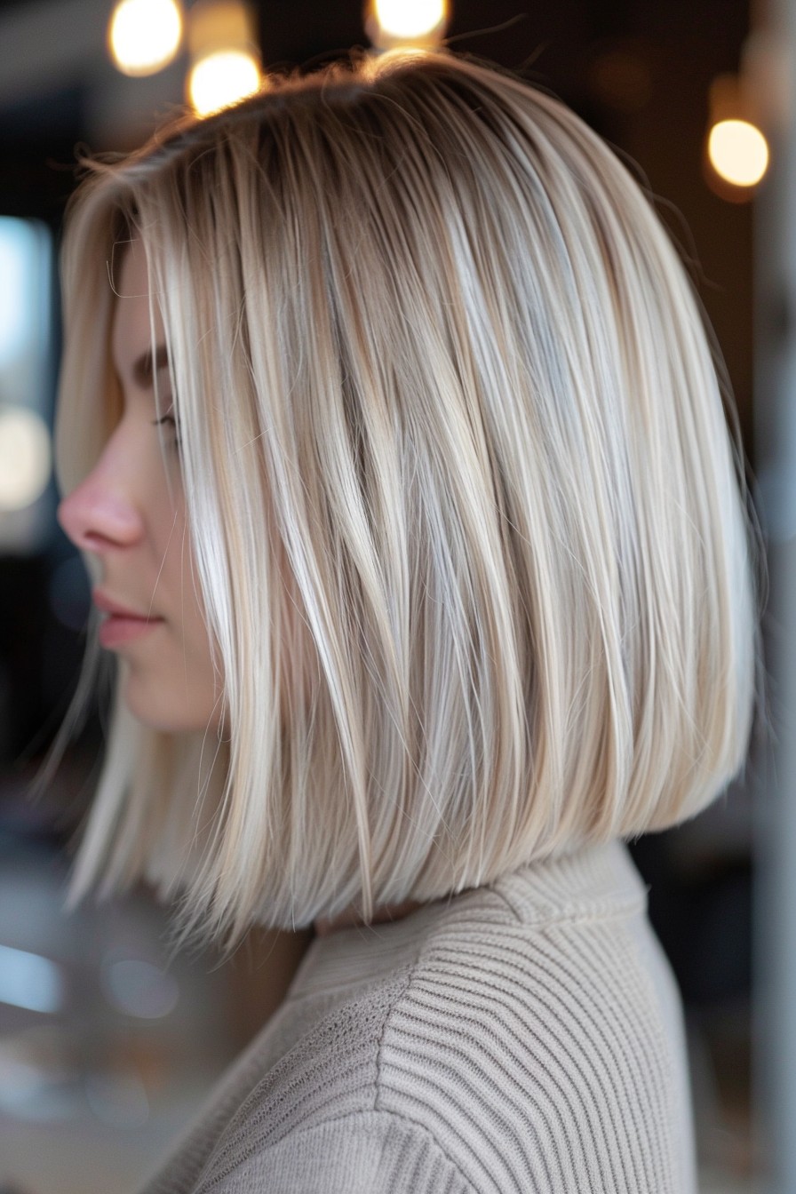 Chic Modern Icy Blonde Bob