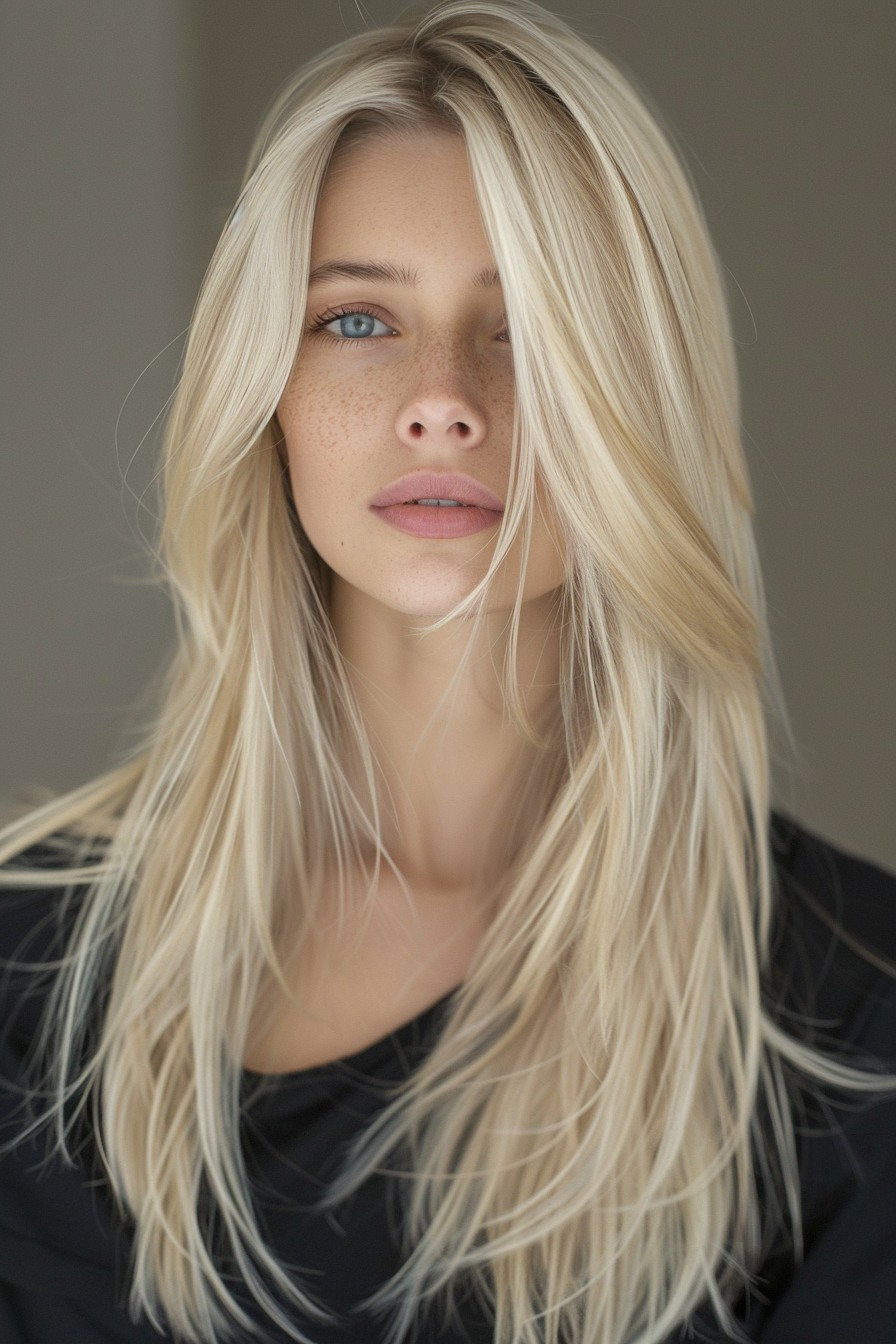 Long, Straight California Blonde Hair with Seamless Layers