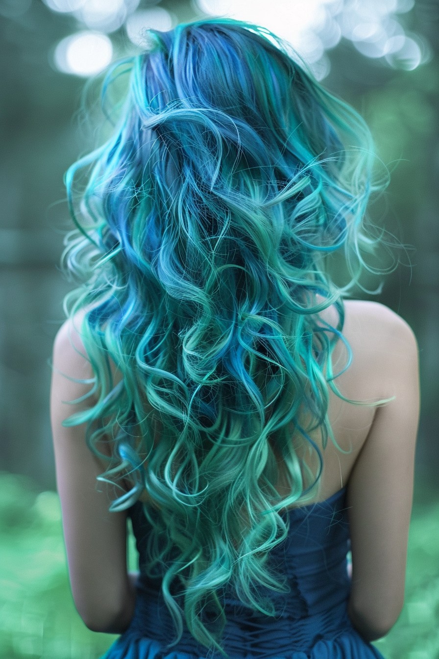 Mermaid Hair in Blue and Green Hues