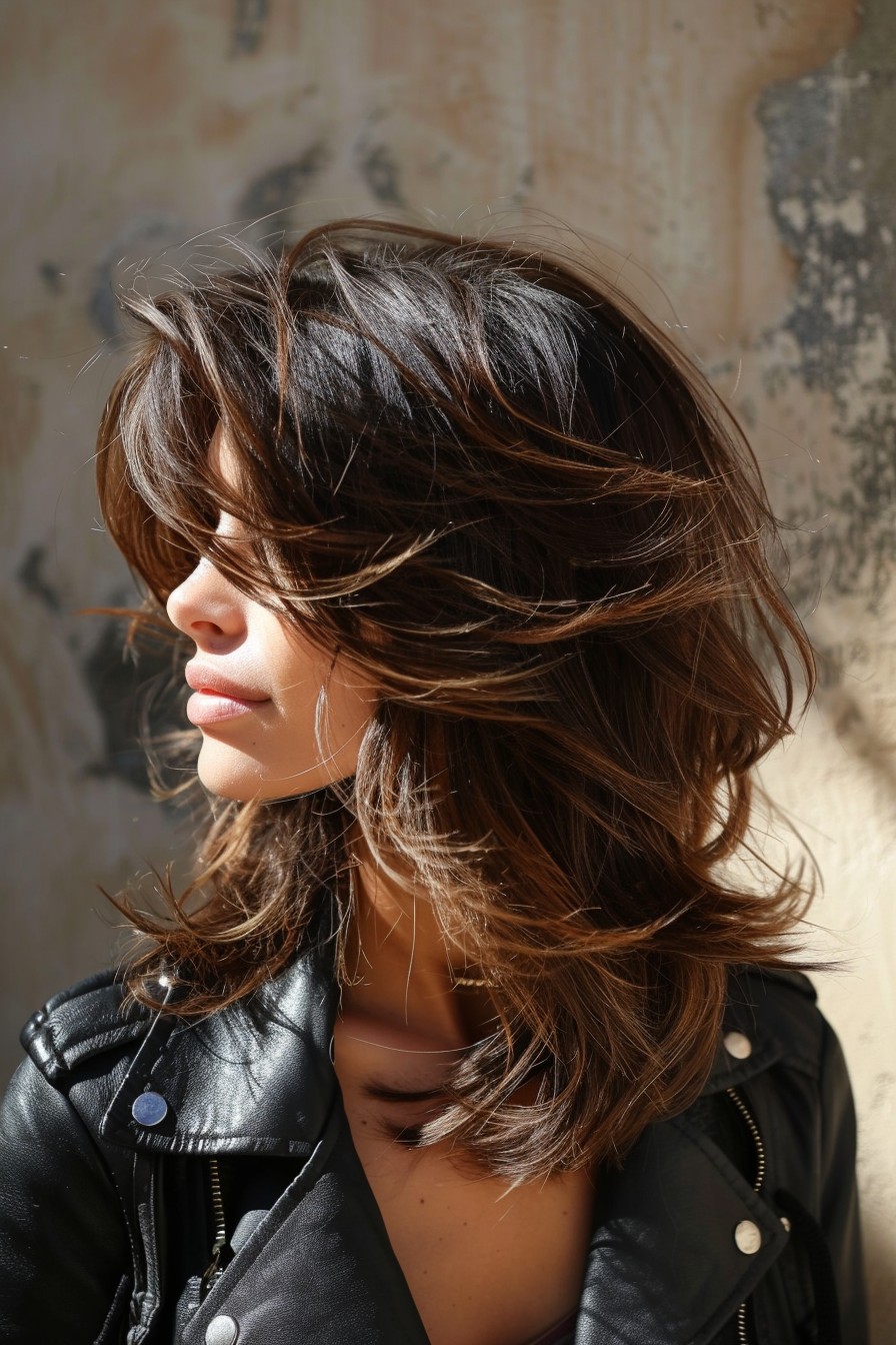 Edgy Sunkissed Brunette with Sunlit Ends