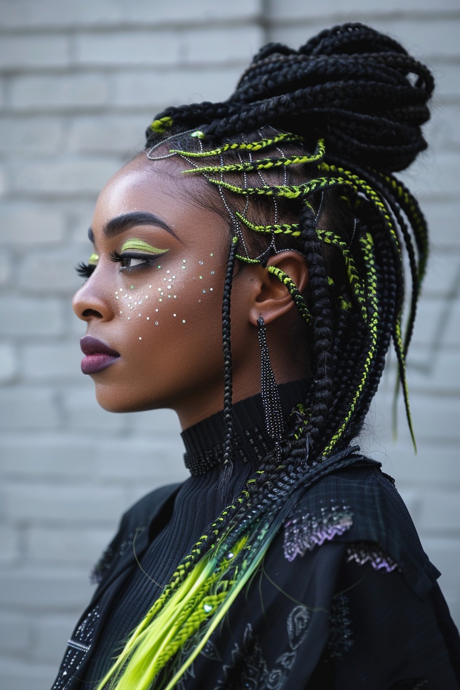 Cyberpunk Braids with Neon Accents