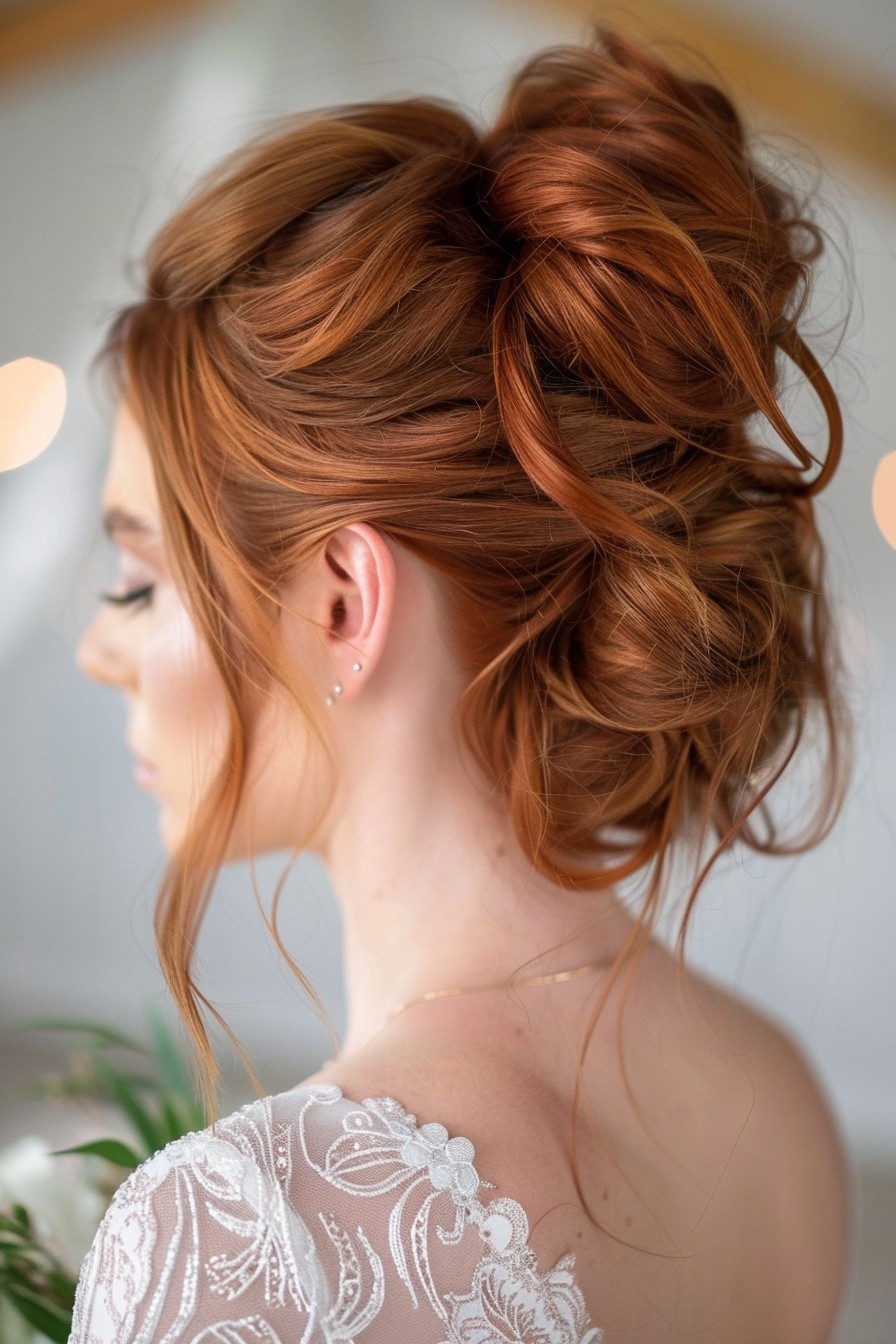 Elegant High Bun with Rose Gold Highlights