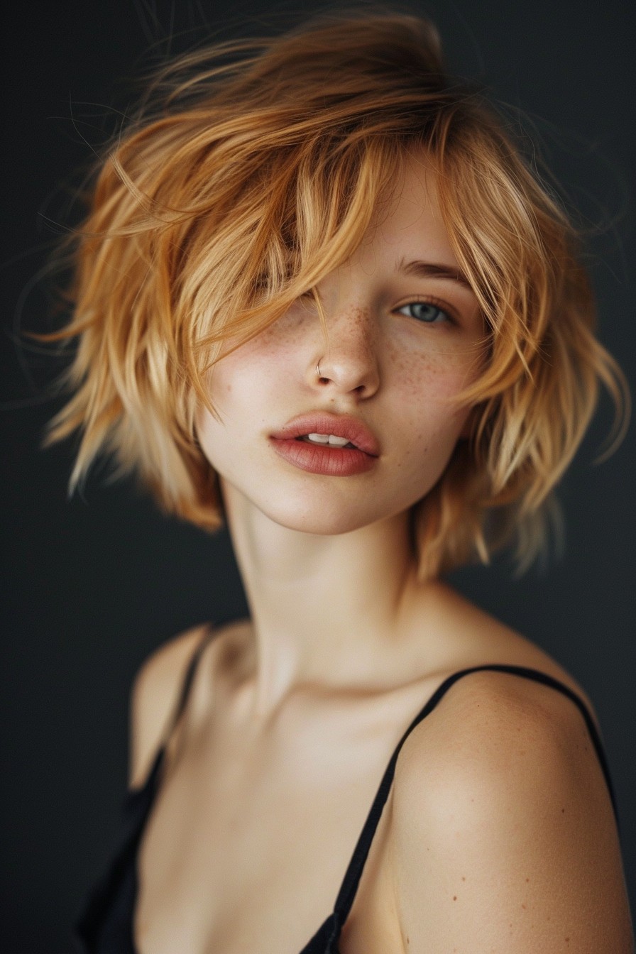 Modern Textured Honey Blonde Choppy Bob